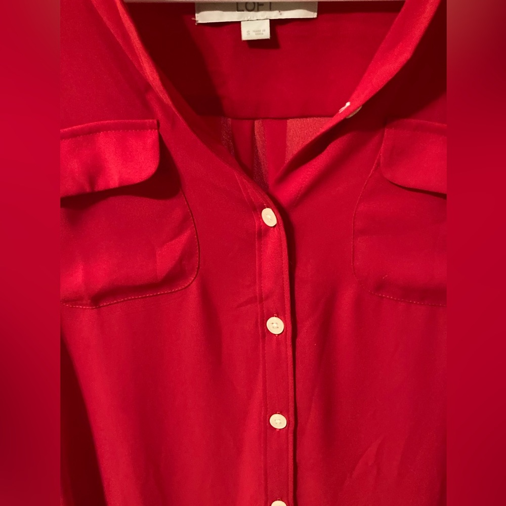 Loft Red Button Down. - image 5
